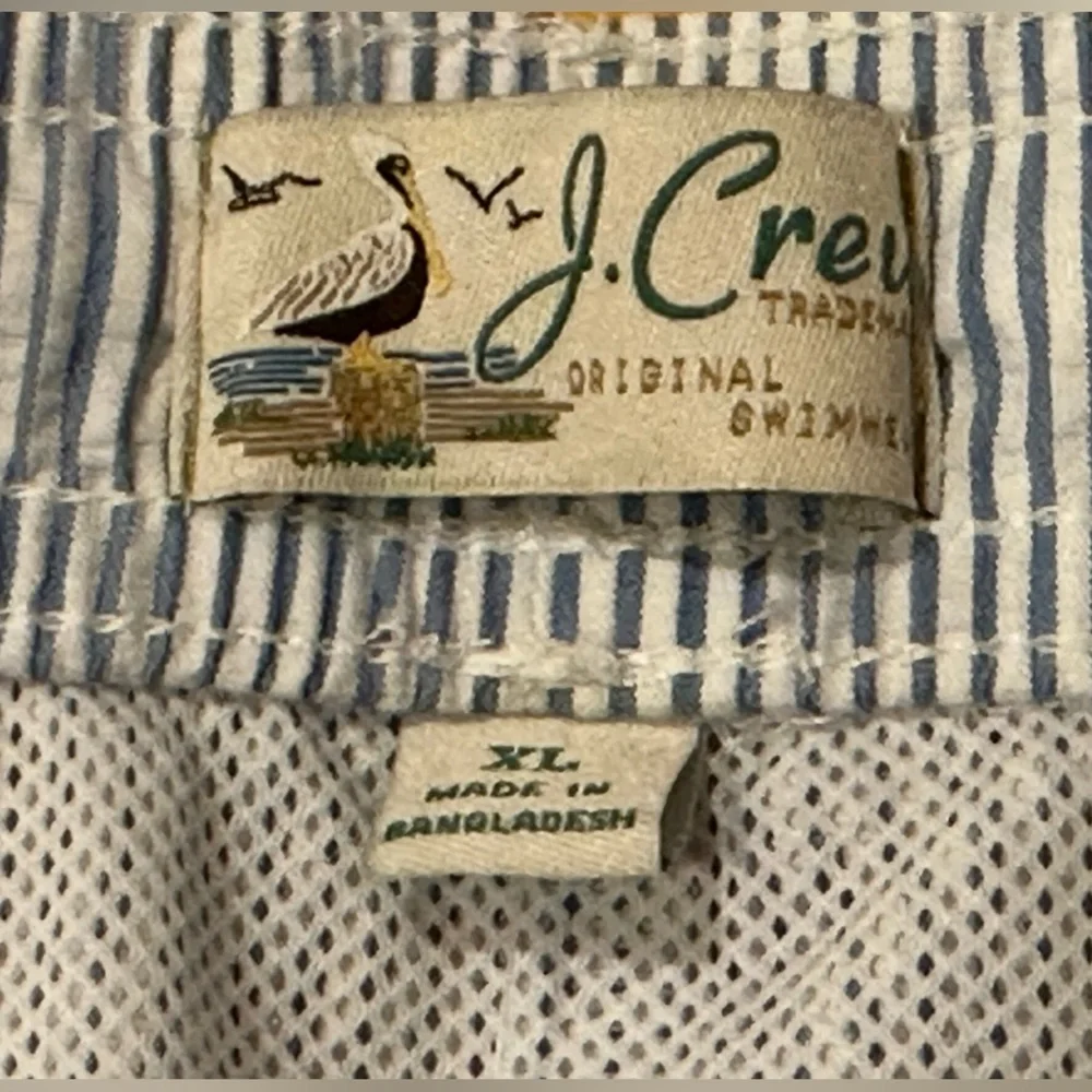 J. Crew 6” Seersucker Swim Trunks, Size XL.